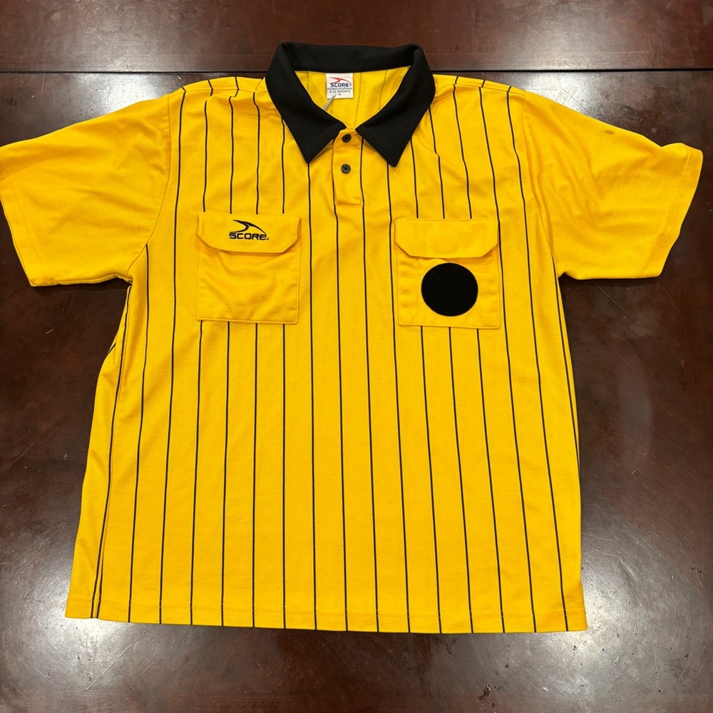 Vintage SCORE Pinstripe Soccer Referee Shirt - Men's XL